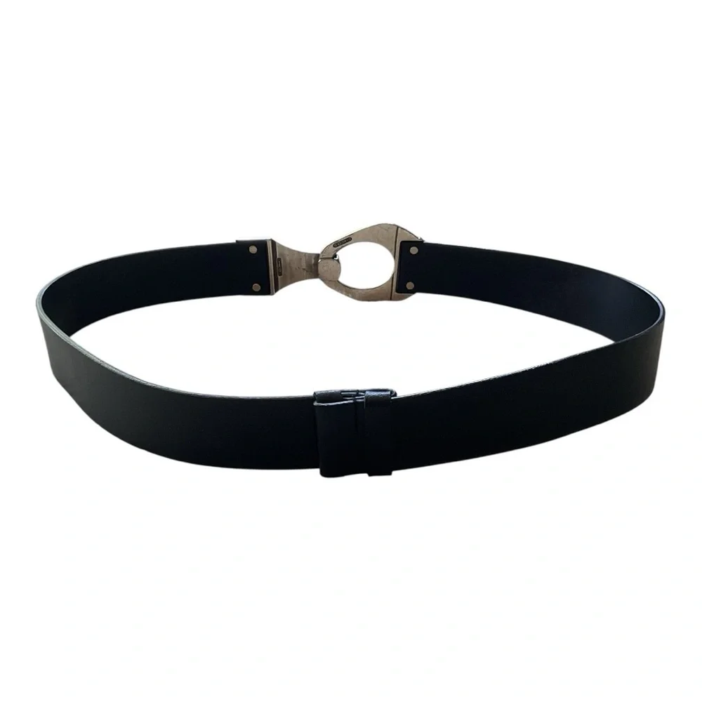 Chico’s Black Belt Size Small – Statement Metal Buckle
